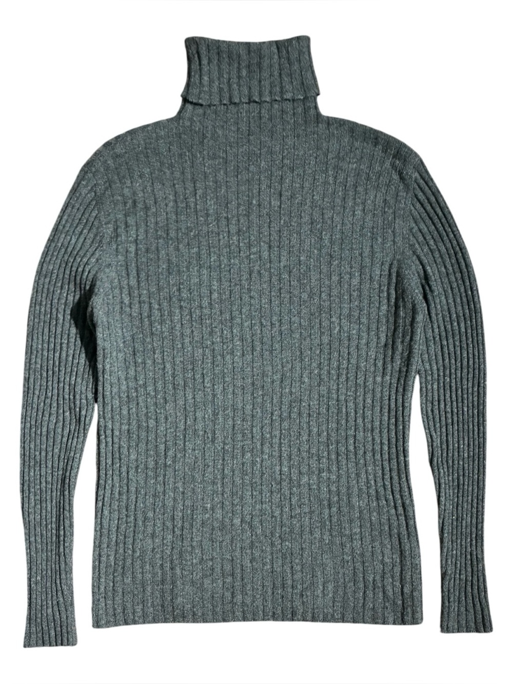 Loro Piana 100% Cashmere Rib Turtleneck Sweater Gray